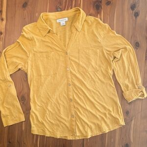 Liz Claiborne Mustard Yellow Button-Down Shirt